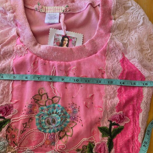 Garden of Roses Velvet Blouse | Roselani Jasmin | Size Small - Picture 3 of 11